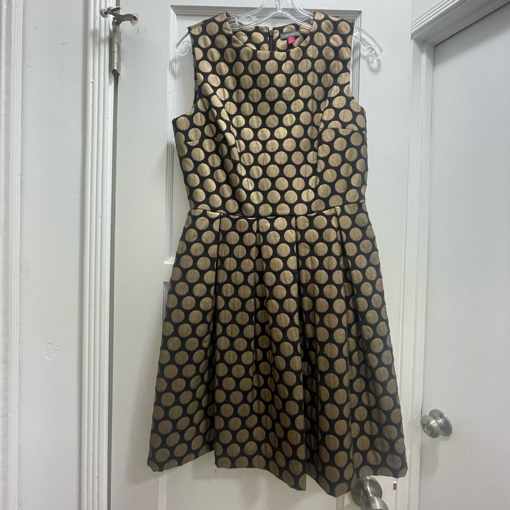 Vince Black and Gold Polka Dot dress best holiday party dress
